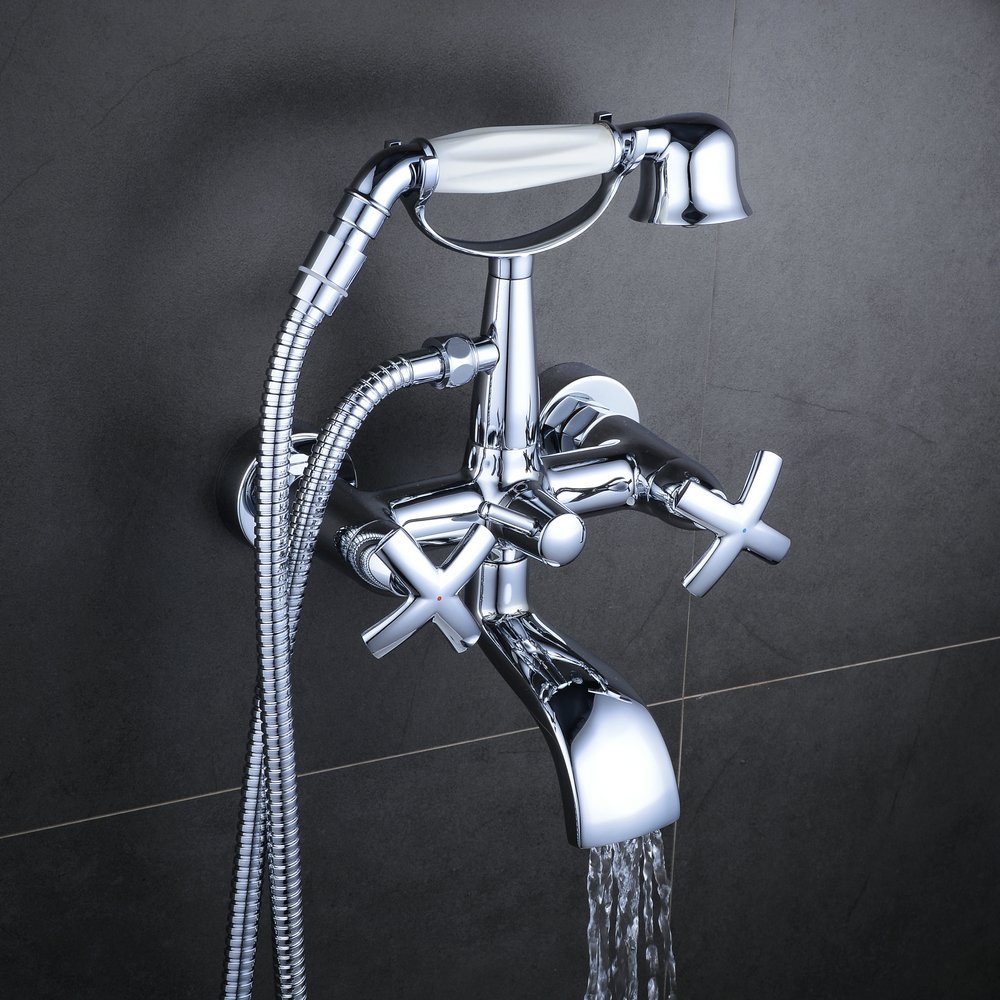 Milan Wall Mounted Double Handle Bathtub Faucet with Handshower Specifications