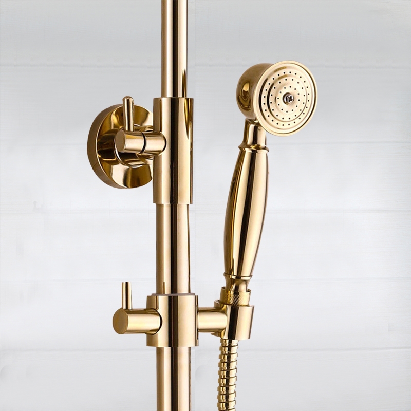 Modern Design Round Rain Gold Brass Shower Mixer Shower with Hand Held Shower