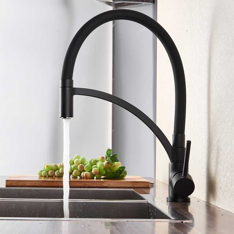 Multi-Color Black Pipe Pull-Down Single Handle Kitchen Sink Faucet