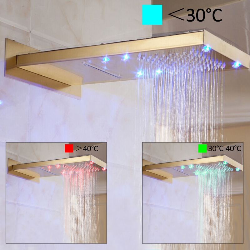 Natural Rainy Waterfall LED Widespread Shower Head with Hand-Held Shower