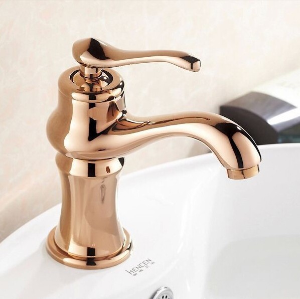 Rose gold bathroom sink faucet
