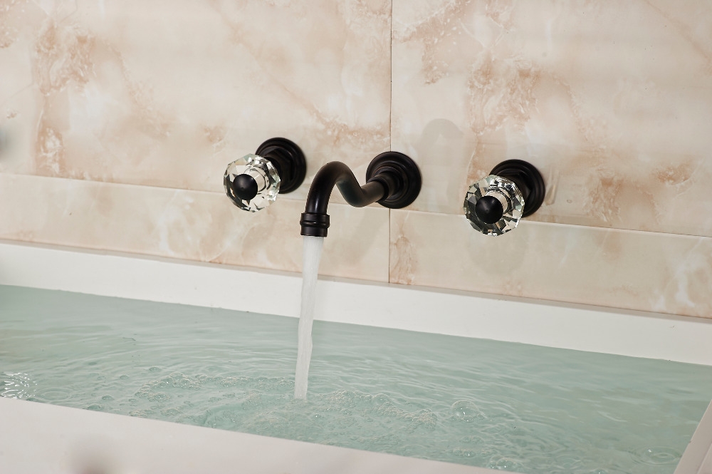 Oil Rubbed Bronze Wall Mount Rainfall Bathroom Tub Shower Faucet Set Mixer Tap 