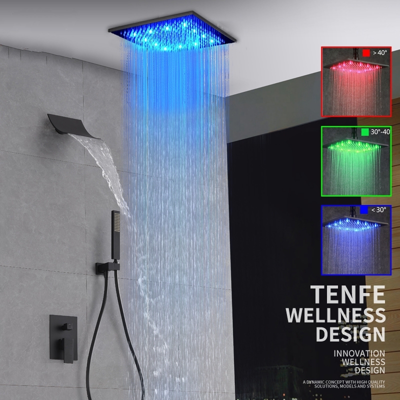 ORB Water Rainfall LED Bathroom Shower with Hand Held Shower