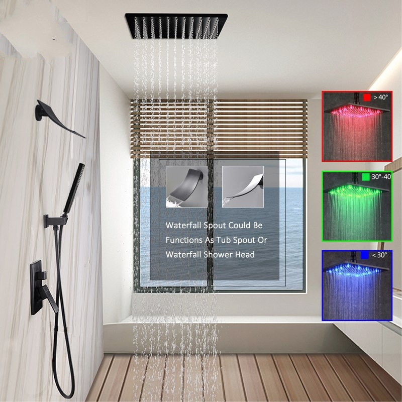 ORB Water Rainfall LED Bathroom Shower with Hand Held Shower