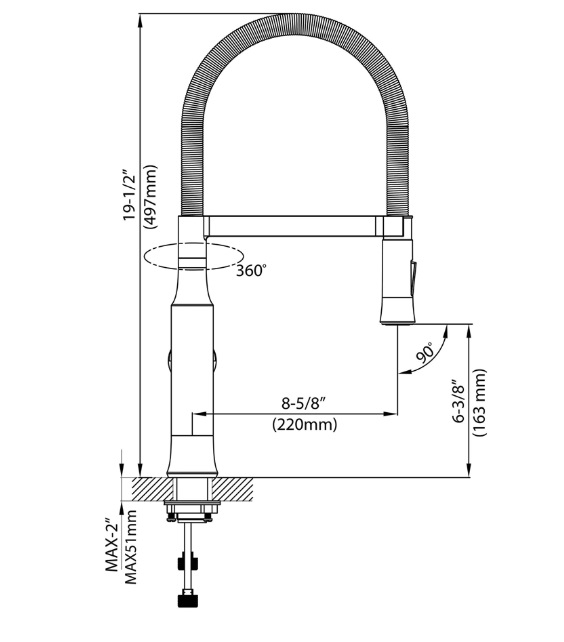 Pull Out Single Handle Chrome Finish Kitchen Sink Faucet