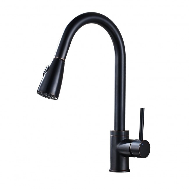 Pull Out Spray Mixer Tap Deck Mounted Kitchen Sink Faucet