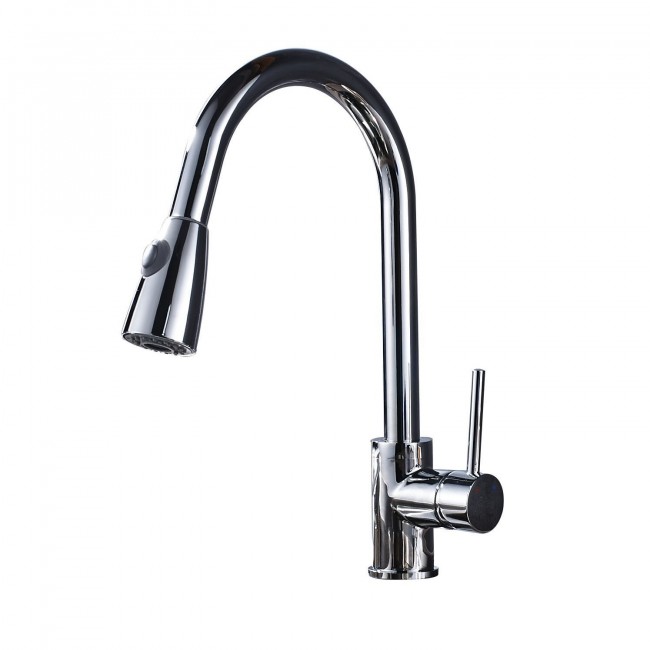 Pull Out Spray Mixer Tap Deck Mounted Kitchen Sink Faucet