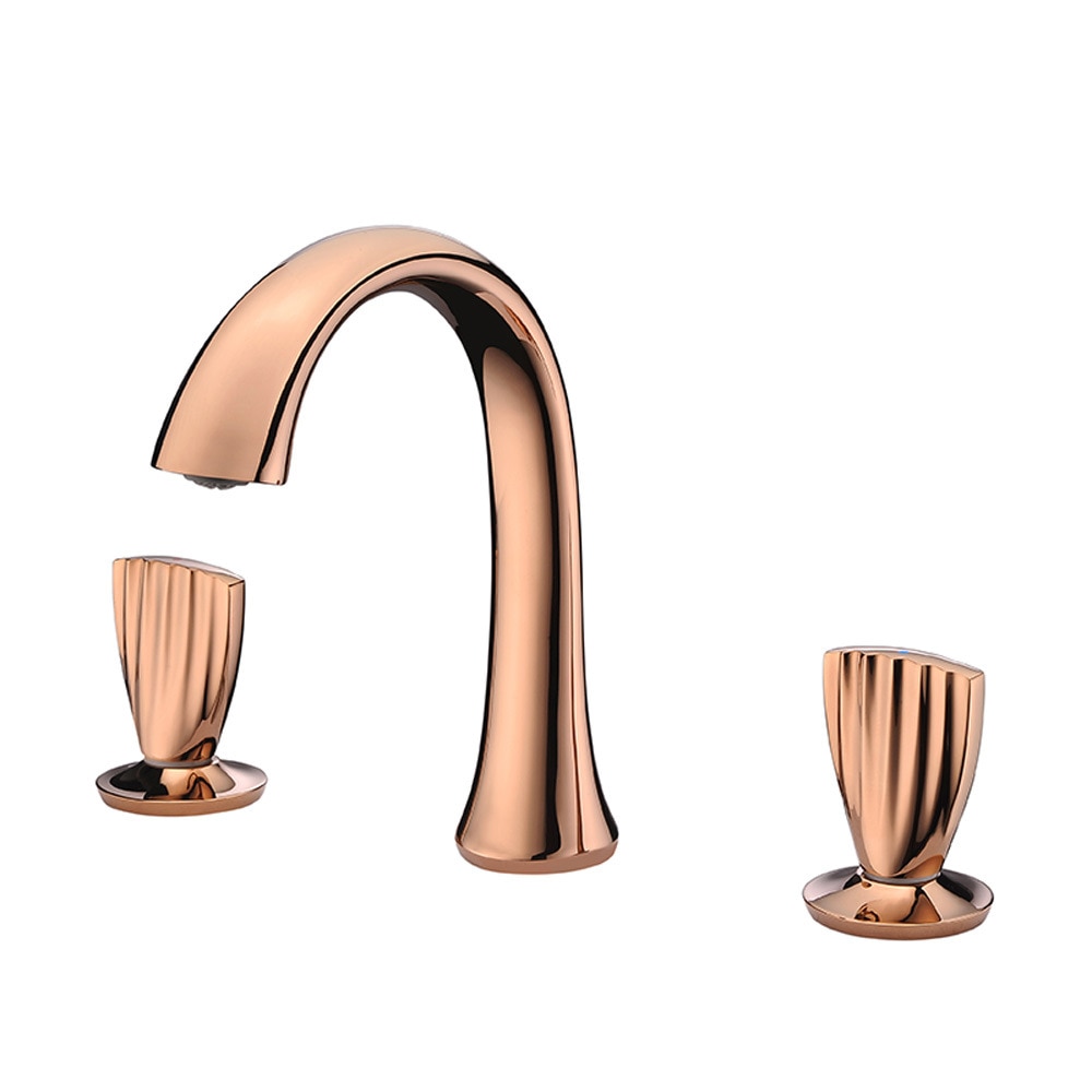 Juno Luxury Rose Gold Hook Shape Two Handle Bathsink Bathtub Faucet