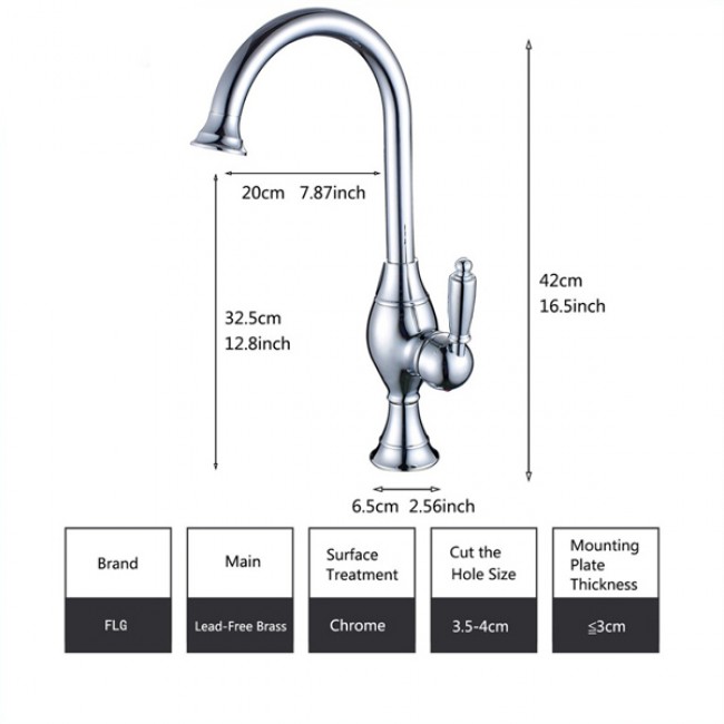 Rotatable Kitchen Sink Copper Chrome Faucet