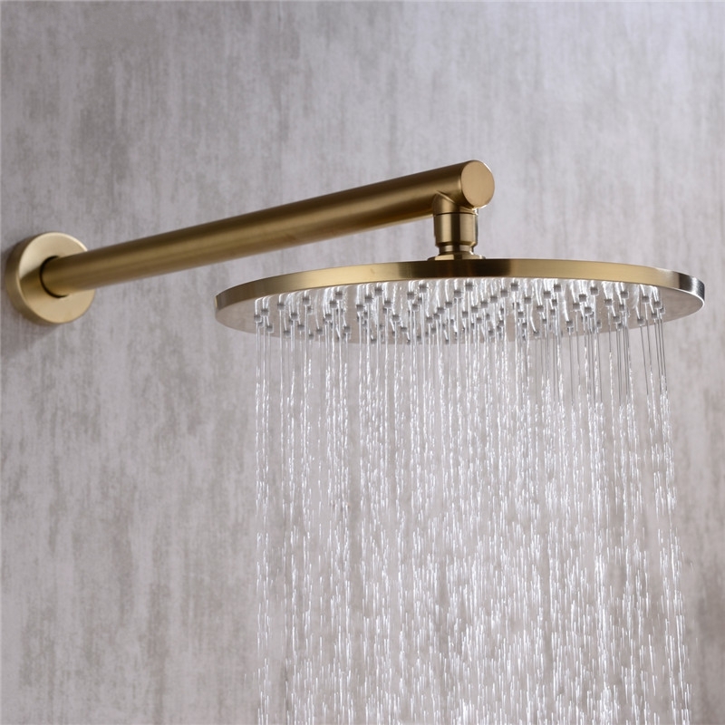 Round Gold Wall Mounted Single Handle Bathroom Shower