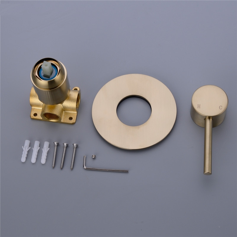 Round Gold Wall Mounted Single Handle Bathroom Shower