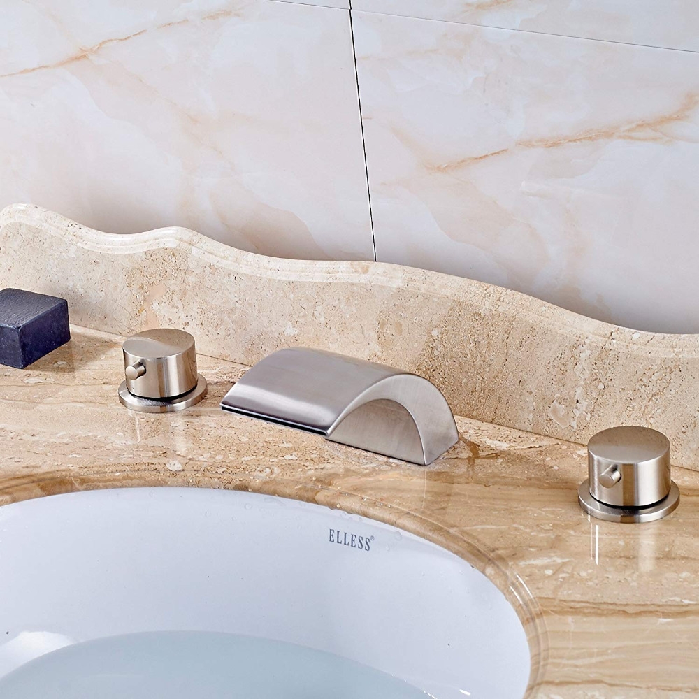 Round Widespread Black Finish Color Changing LED Bathtub Faucet