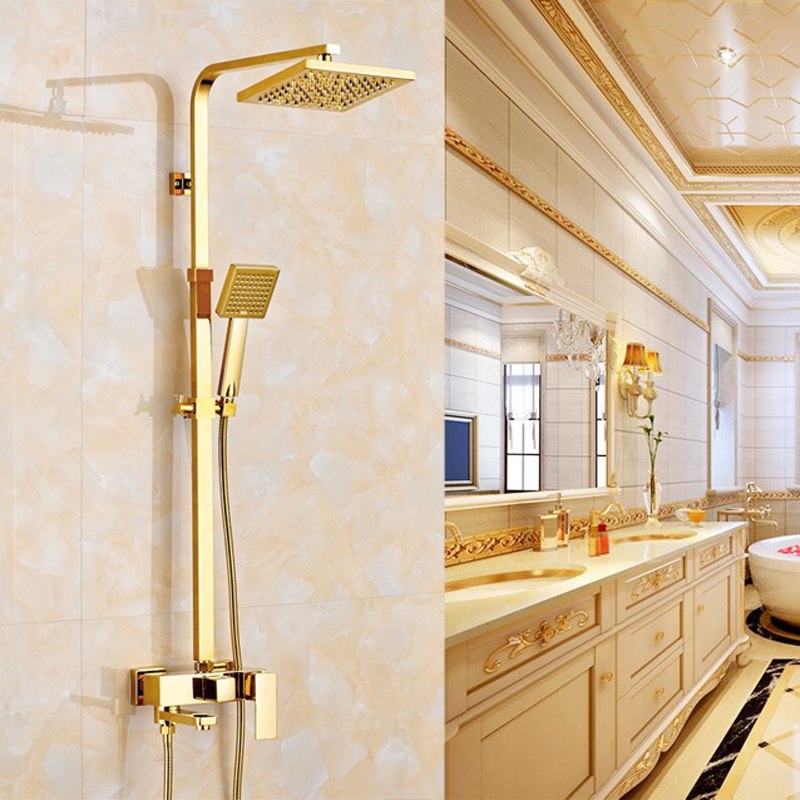 Royal Luxury Water Rainfall Gold Wall 8 inch Shower & Hand Held Shower