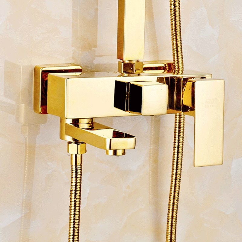 Royal Luxury Water Rainfall Gold Wall 8 inch Shower & Hand Held Shower