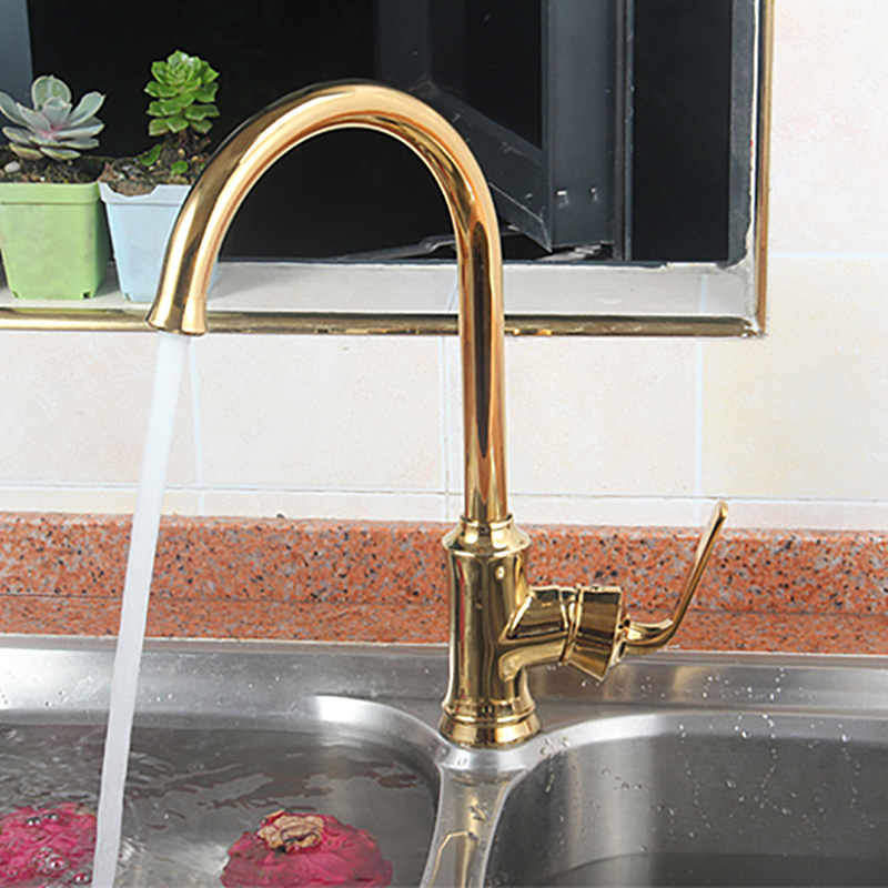 Gold Finish Kitchen Sink Faucet