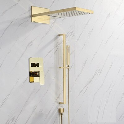 Juno Polished Gold Thermostatic Rain Shower Faucet Set