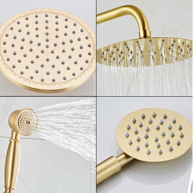 Juno Best Solid Brass Brushed Gold Rainfall Shower Head with Shower Biget