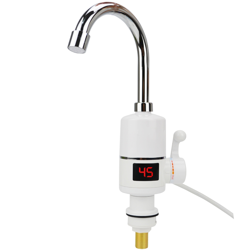 White Electric Instant Hot Water Heater Kitchen Faucet
