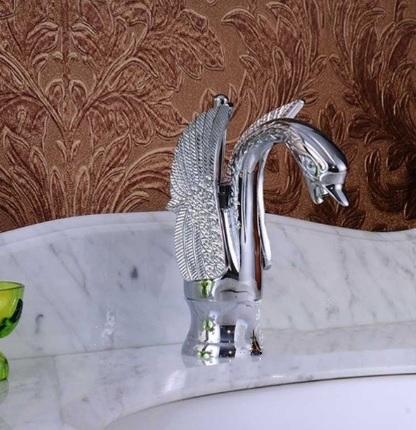 Single Handle Chrome Swan Bathroom Faucet