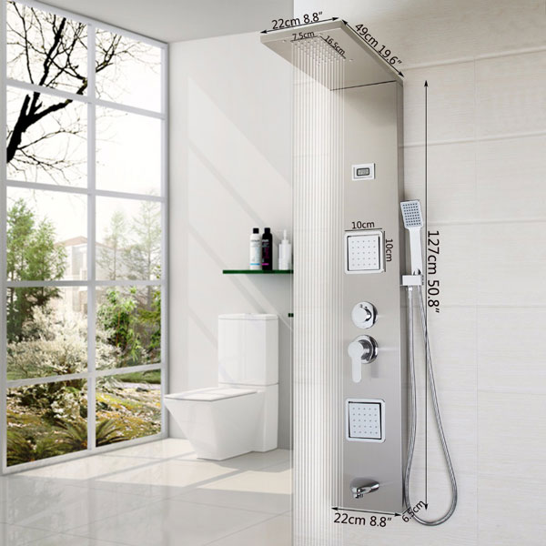 Stainless Steel Massage Bath Waterfall Wall Mounted Shower Tower