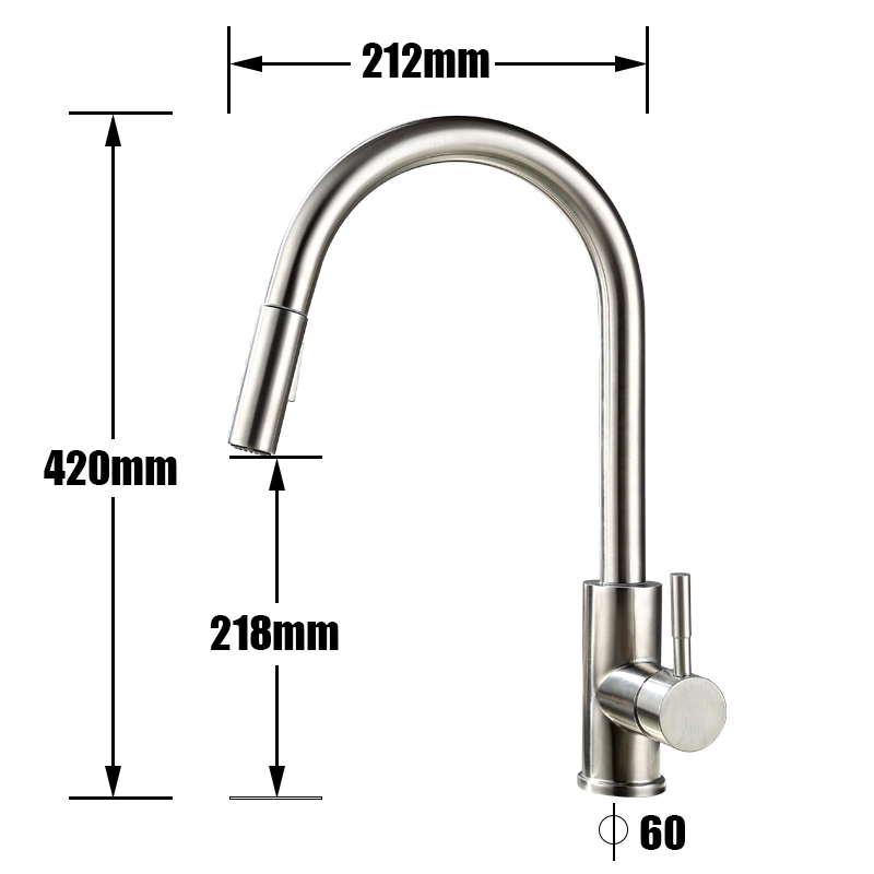 Stainless Steel Modern Pull Down Sensor Kitchen Faucet