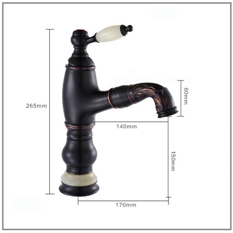 Stylish Black European Style Deck Mounted Pull-Out Bathroom Faucet