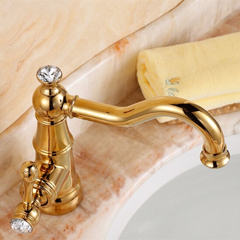 Stylish Crystal Handle Single Hole Bathroom Faucet