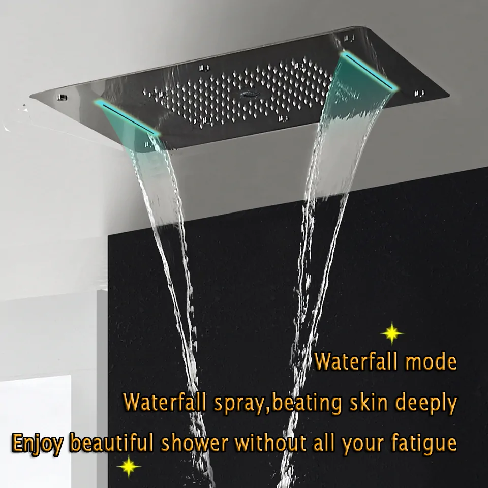 Super Luxury Recessed Ceiling Mount LED Large Shower Set Super Luxury Recessed Ceiling Mount LED Large Shower Set