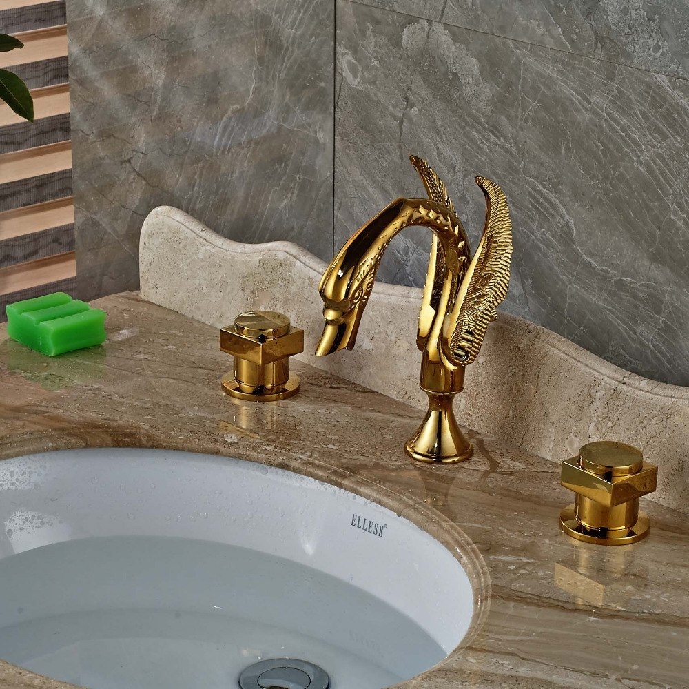 Bathroom Basin Sink Antique Brass Gold Black Chrome Swan Faucet Duck Mixers Taps 