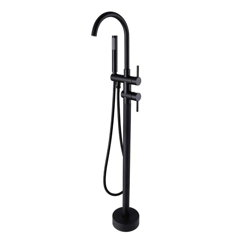 Juno Classic Solid Brass Matte Black Finish Single Handle Freestanding Bathtub Filler Faucet