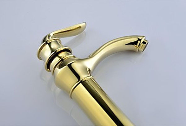 Tall Single Handle Vessel Faucet in Antique Gold Faucet