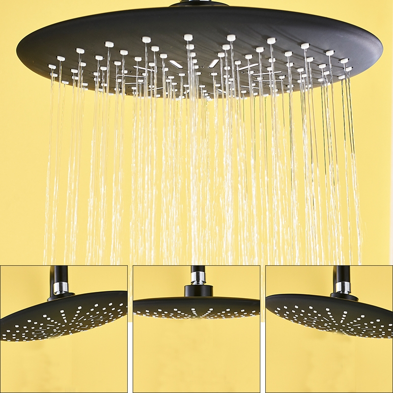 Thermostatic 3 Way Black Shower Head with Handheld Shower & Faucet