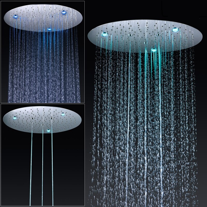 JUNO 20 Inches Round LED Concealed Embedded in Wall Thermostatic Shower with Mixer Valve & Handheld Shower
