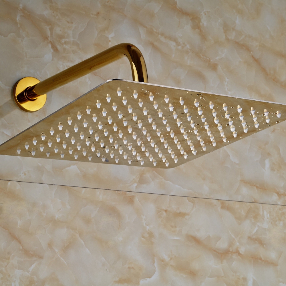 Thin Gold Plated Square 10 inches Bathroom Shower