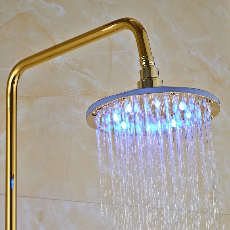 Turin 8" GOLD LED Luxury Rainfall Shower Faucet