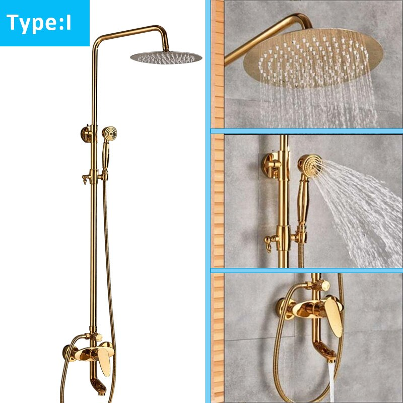 Juno Antique Brass Rainfall Dual Handle Mixer Faucet With Telephone Style Handheld Shower
