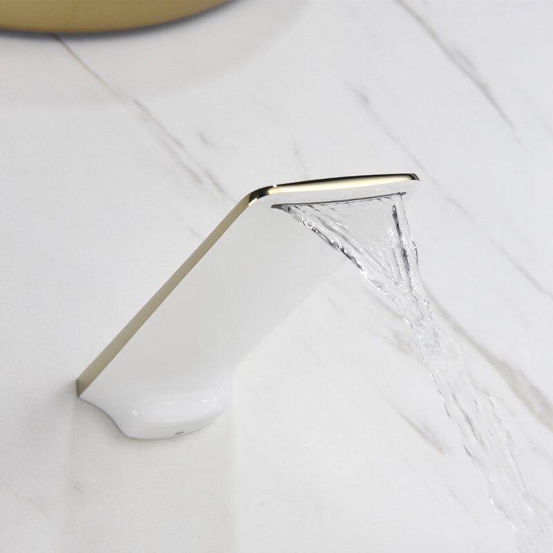 Juno Waterfall Concealed Faucet Wall Type Hot & Cold White & Gold Water Faucet