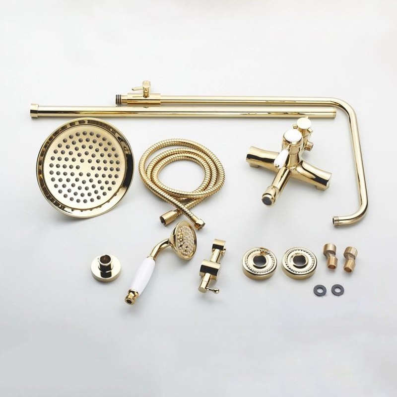 Wall Mount Single Handle Gold Bathroom Shower with Hand-Held Shower