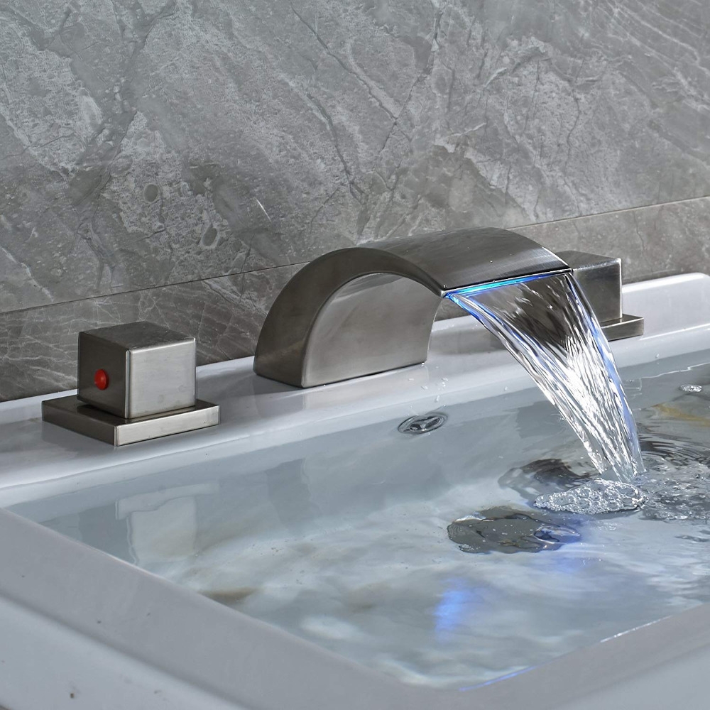Widespread Chrome Finish Color Changing LED Bathtub faucet