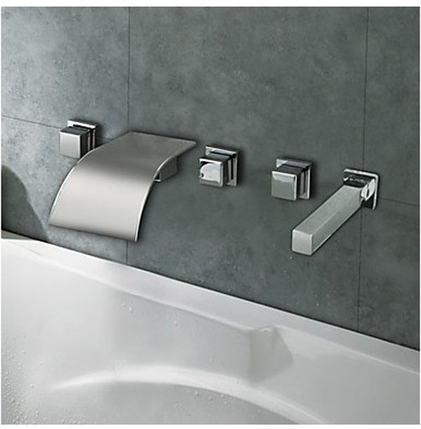 Widespread Waterfall Chrome Bathtub Faucet Mixer