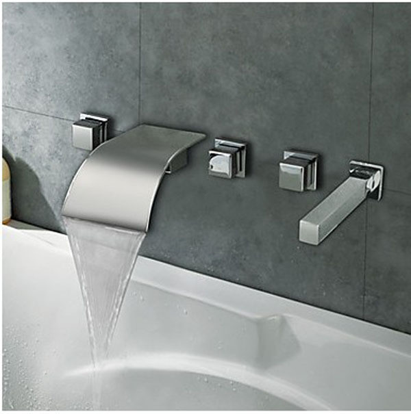 Widespread Waterfall Chrome Bathtub Faucet Mixer