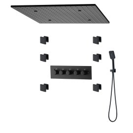 Commercial Black Rain Shower Head Set