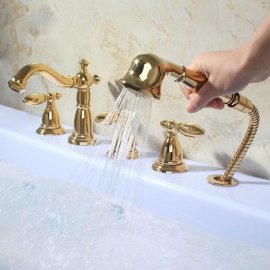 5 sets Roman Gold Widespread Bathtub Faucet 
