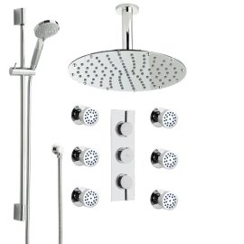 6 Jetted New Thermostatic Ceiling Mount Shower System 12