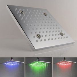 8, 10, 12, 16 Chrome Finish Solid Brass Square LED Shower Head