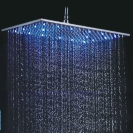 Rectangle Brushed LED Rainfall Shower Head