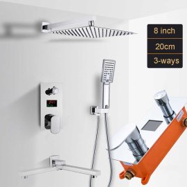 Temperature Display Mixer With Rainfall Shower System