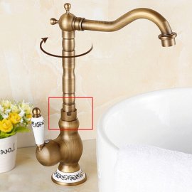 Antique Brass Long Neck Deck Mounted Faucet 