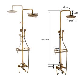 Antique Bronze Wall Mounted Bathtub Faucet Dual Handle Bathroom Shower