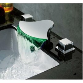 Hot and Cold Water Mixer Bathroom Faucet with LED Color Changing Light